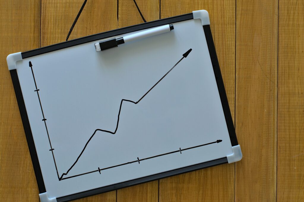 line graph on a white board